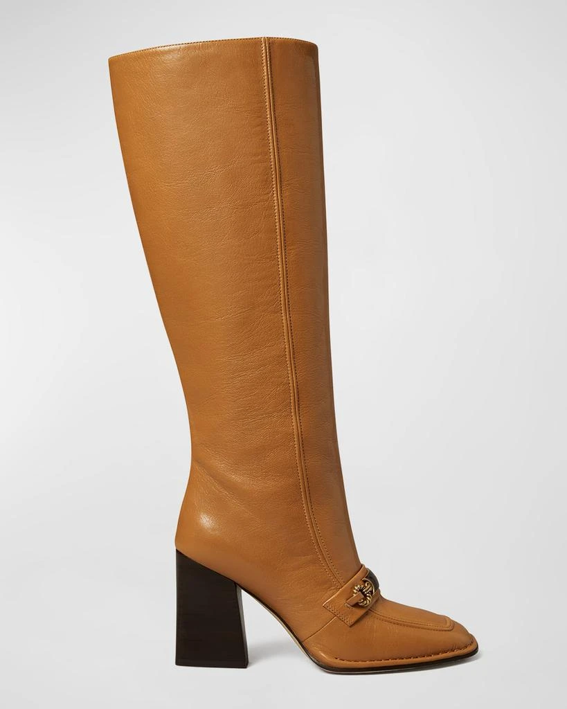 商品Tory Burch|Perrine Goatskin Chain Riding Boots,价格¥2638,第1张图片