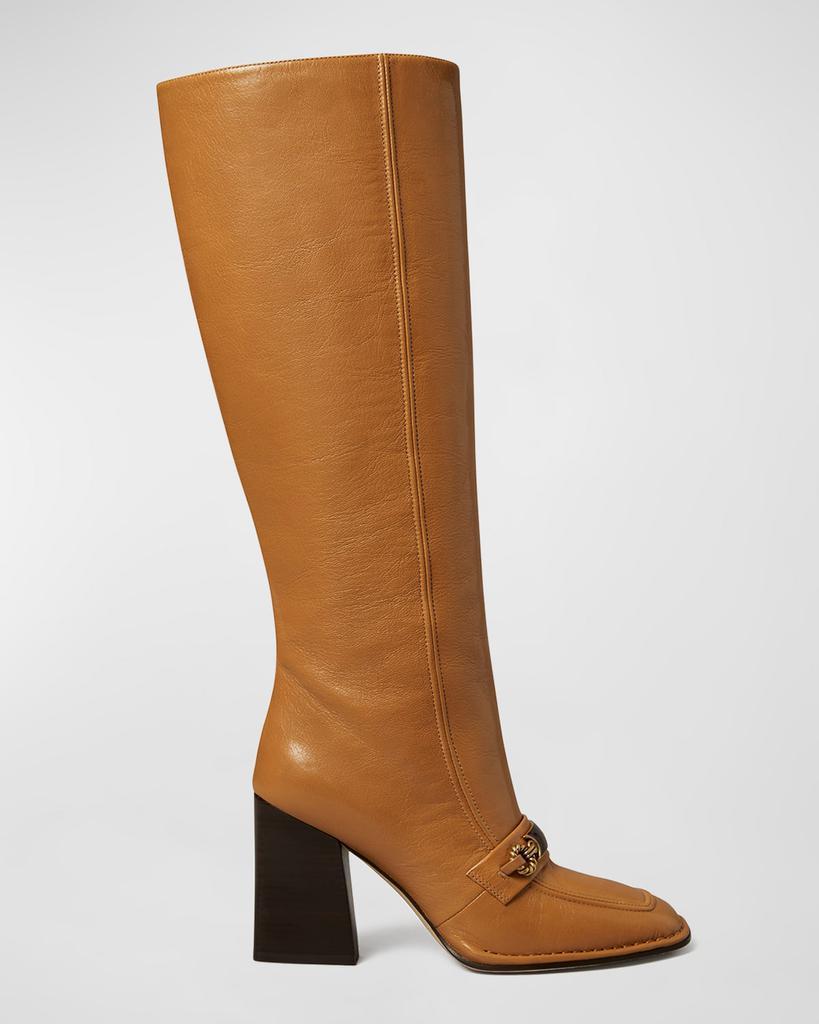 商品Tory Burch|Perrine Goatskin Chain Riding Boots,价格¥4763,第1张图片