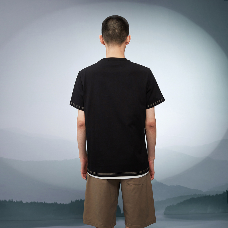 HLA/海澜之家舒适纯棉短袖T恤2022夏新款圆领明线设计工装风短t男商品第3张图片规格展示