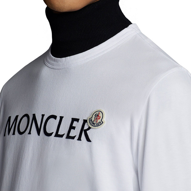 商品Moncler|【预售3-7天】Moncler/蒙克莱 22年秋冬新款 男士光学白色纯棉Logo印花短袖T恤H20918C000258390T001,价格¥1902,第6张图片详细描述