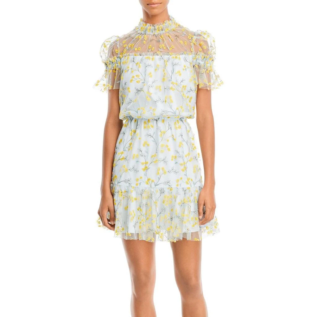 商品Monique Lhuillier|ML Monique Lhuillier Womens Sheer Short Mini Dress,价格¥1259,第1张图片