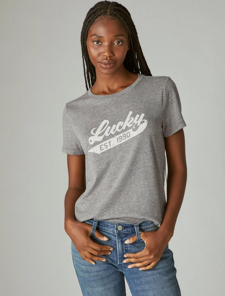 商品Lucky Brand|Lucky Brand Womens Lucky Script Classic Crew Tee,价格¥75,第2张图片详细描述