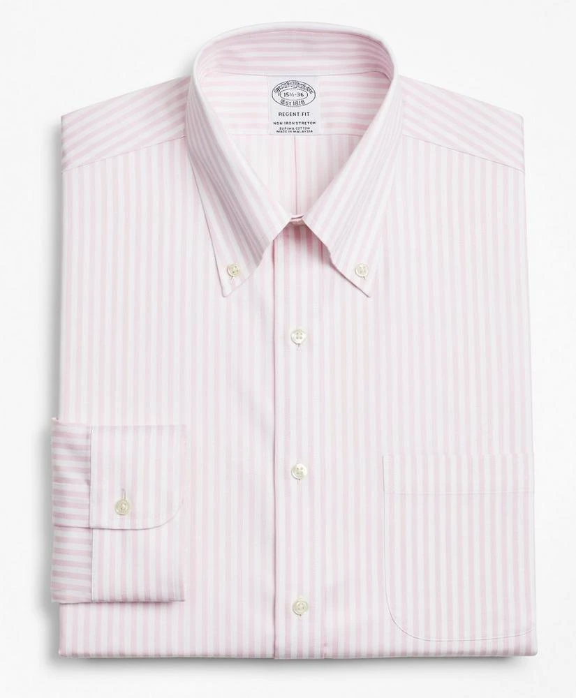 商品Brooks Brothers|Stretch Regent Regular-Fit Dress Shirt, Non-Iron Twill Button-Down Collar Bold Stripe,价格¥393,第4张图片详细描述