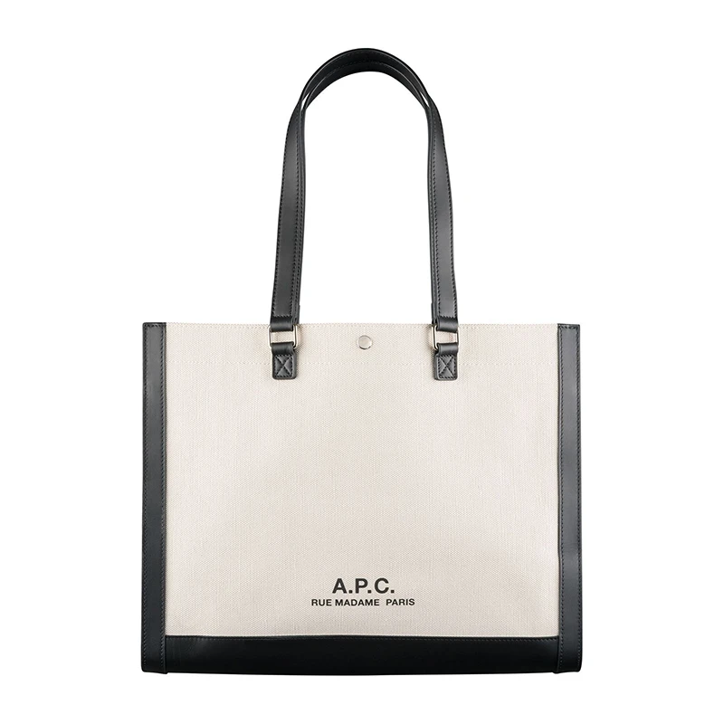 商品A.P.C.|A.P.C Camille2.0男女通用米色棉麻帆布配皮横向托特包,价格¥4326,第1张图片