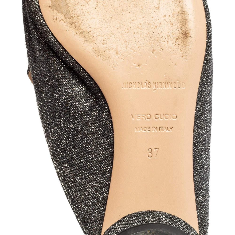 Nicholas Kirkwood Grey Glitter Fabric Beya Flat Pointed-Toe Mules Size 37 商品