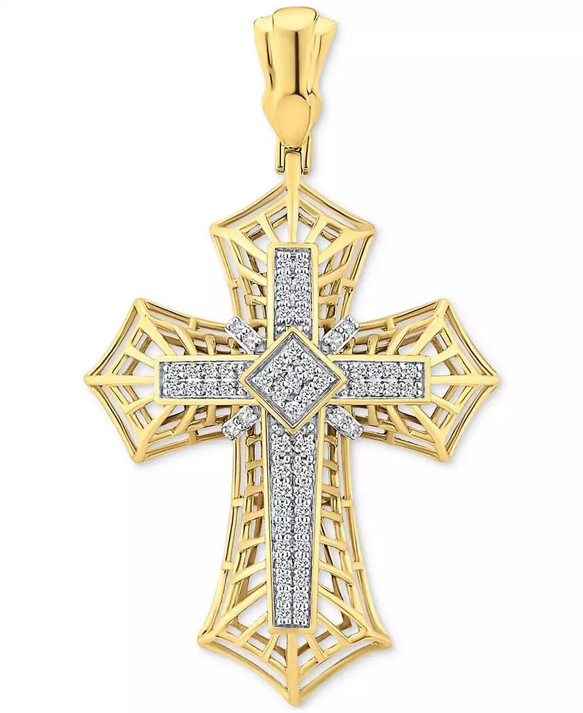 商品Macy's|Men's Diamond Cross Openwork Pendant (1 ct. t.w.) in 10k Gold,价格¥29068,第1张图片