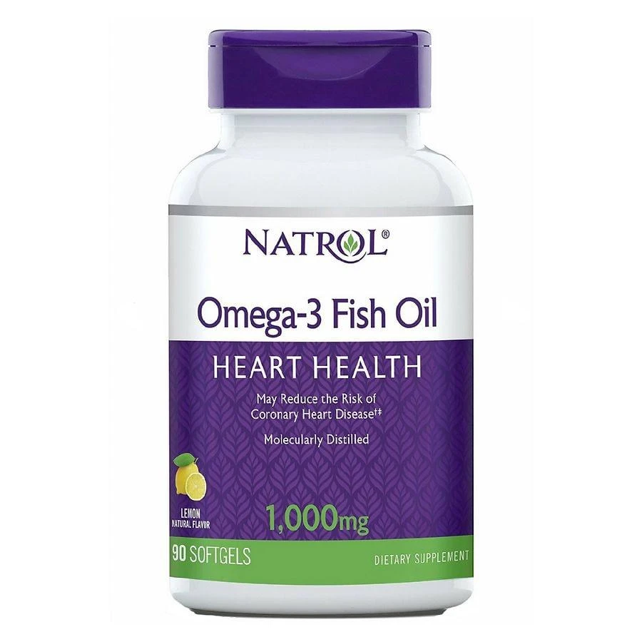 商品Natrol|Omega-3 Fish Oil for Heart Health 1000 mg Softgels Lemon,价格¥55,第1张图片