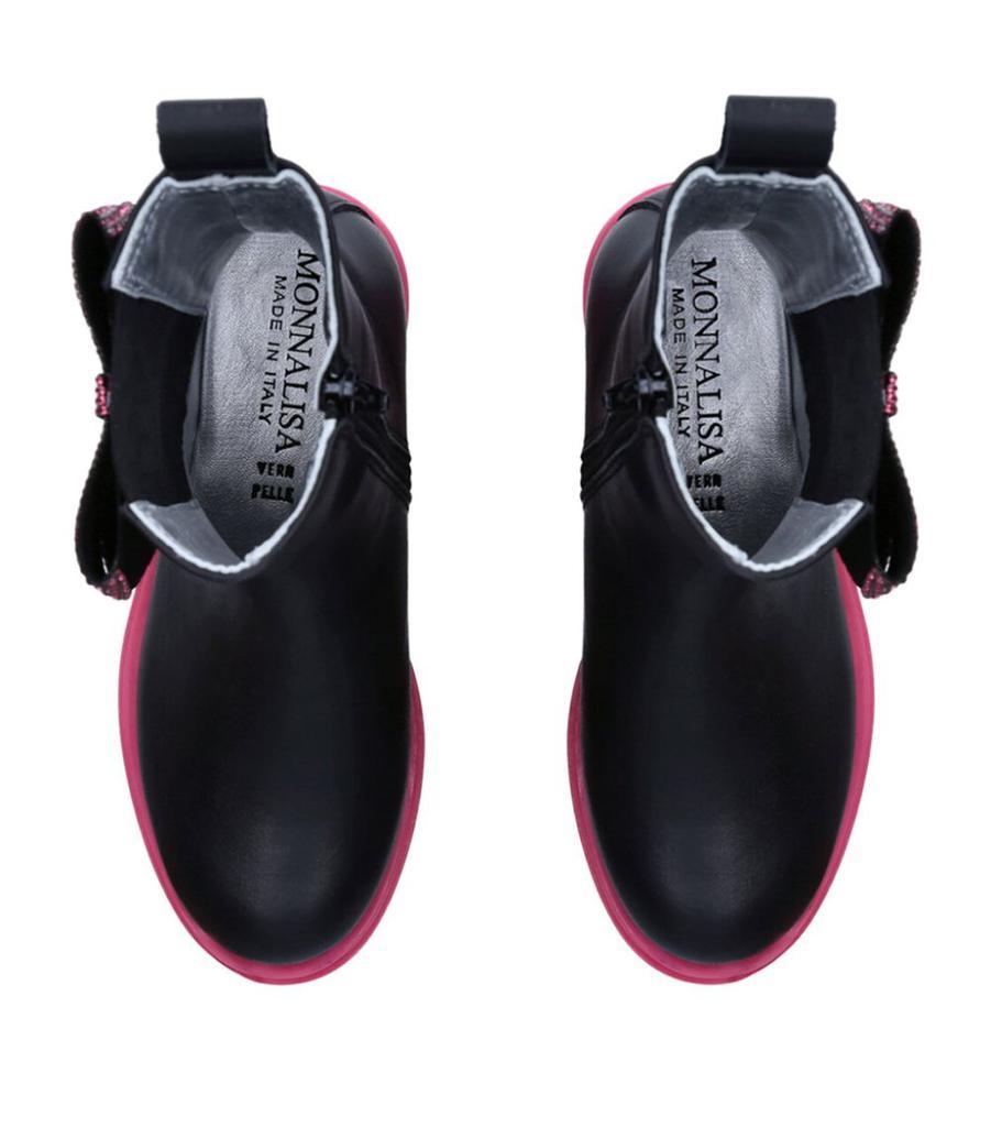 商品MONNALISA|Leather Crystal Bow Ankle Boots,价格¥2125,第6张图片详细描述