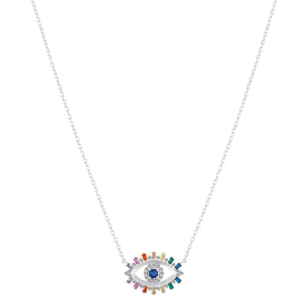 商品Unwritten|Fine Silver Plated Plated Multi Colored Cubic Zirconia Evil Eye Necklace,价格¥337,第1张图片