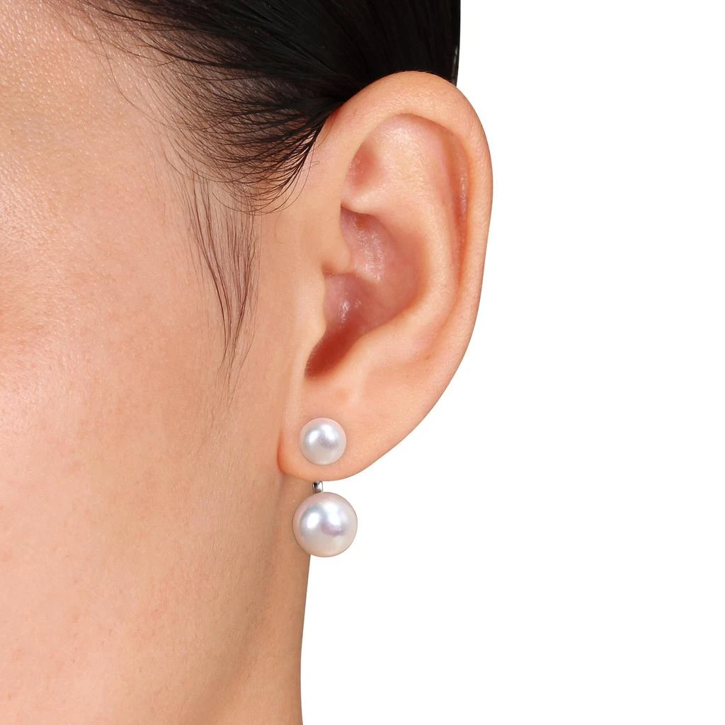 商品Mimi & Max|7-7.5mm and 10-10.5mm White Cultured Freshwater Pearl Earrings with Jackets in Sterling Silver,价格¥274,第2张图片详细描述