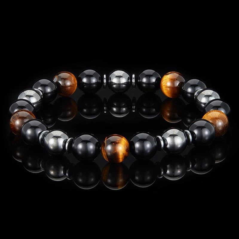 商品Crucible Jewelry|Crucible Los Angeles 10mm Bead Stretch Bracelet Featuring Tiger Eye, Shiny Black Onyx and Magnetic Hematite,价格¥277,第4张图片详细描述