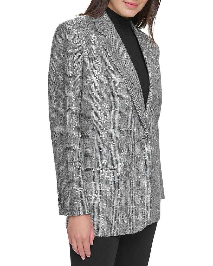 商品DKNY|Plaid Print Sequin Blazer,价格¥1259,第1张图片