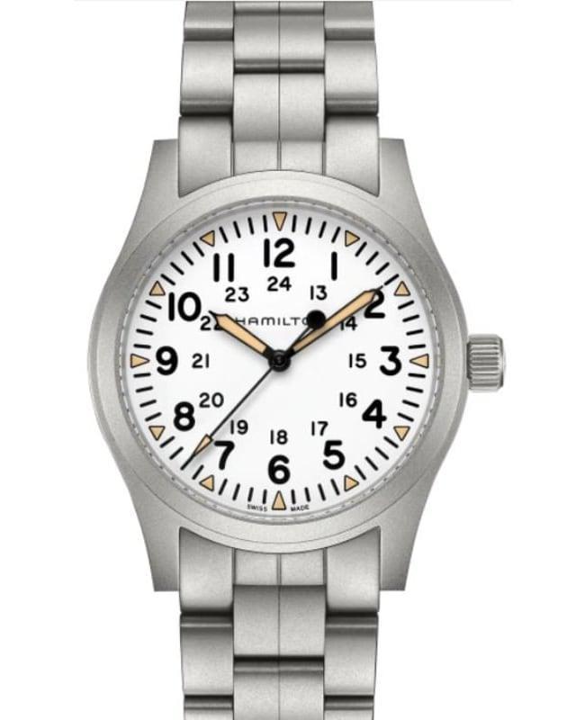 商品Hamilton|Hamilton Khaki Field Mechanical White Dial Steel Men's Watch H69529113,价格¥3356,第1张图片
