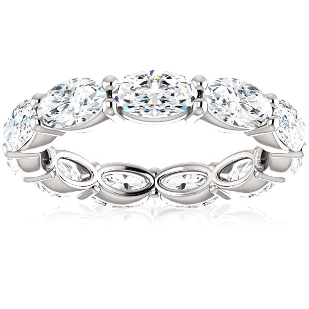 商品Pompeii3|G/VS 4 Ct Oval Moissanite Eternity Ring 14k White Gold,价格¥6355,第1张图片