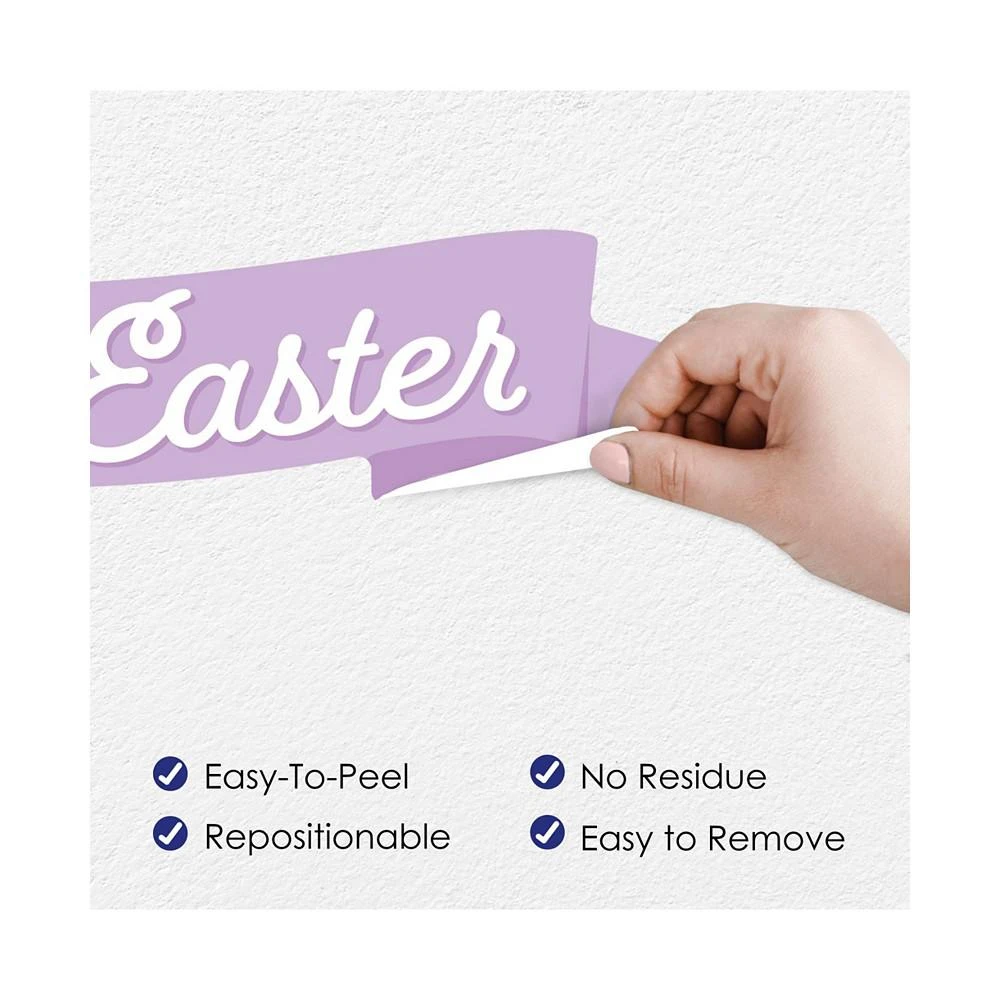 商品Big Dot of Happiness|Spring Easter Bunny Peel & Stick Nursery & Home Vinyl Stickers Wall Decals 20 Ct,价格¥261,第3张图片详细描述