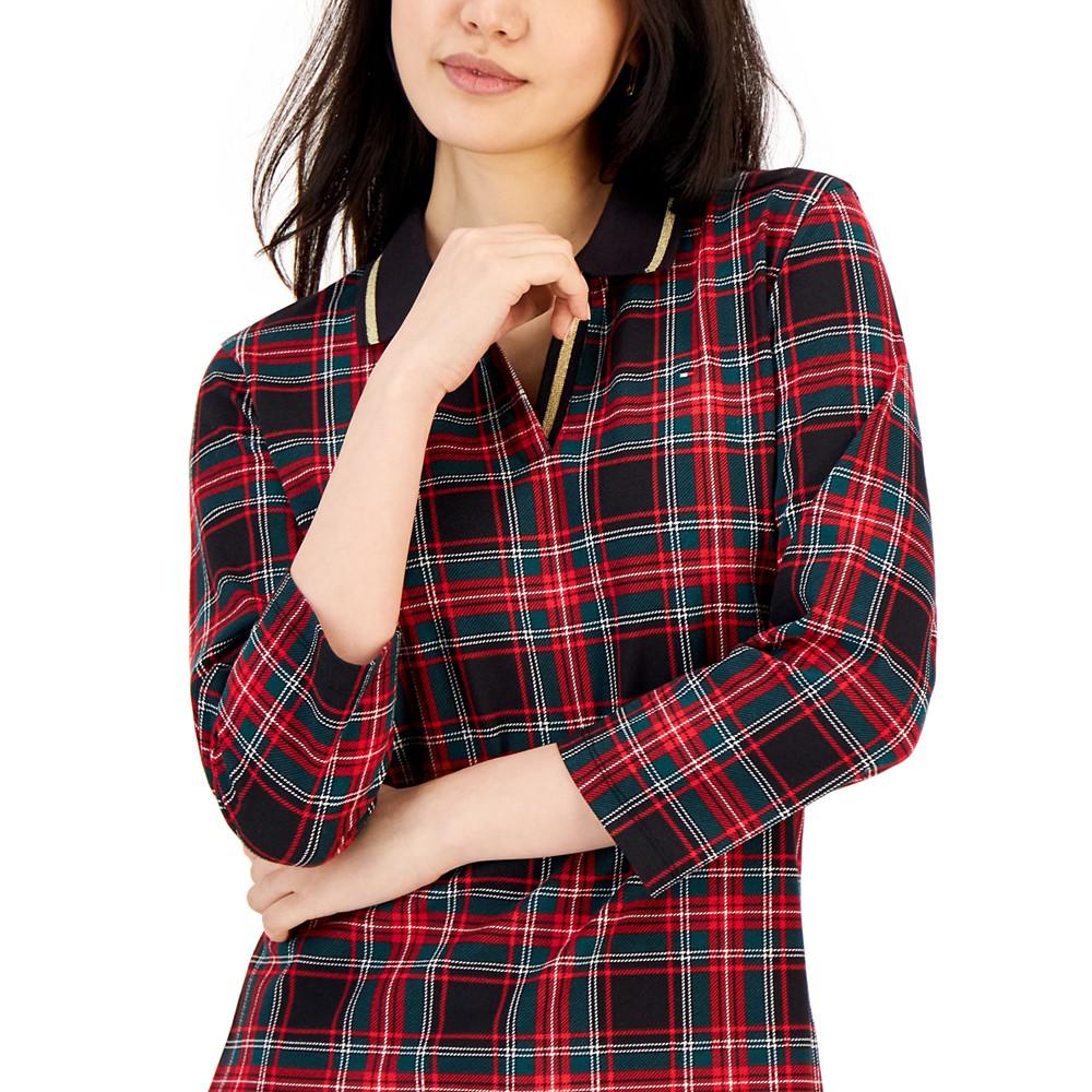 Women's Johnny-Collar 3/4-Sleeve Top商品第3张图片规格展示