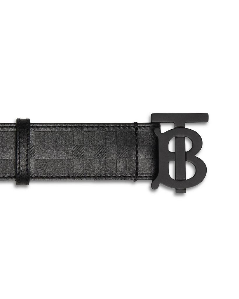 Men's Embossed Check Leather Belt商品第5张图片规格展示