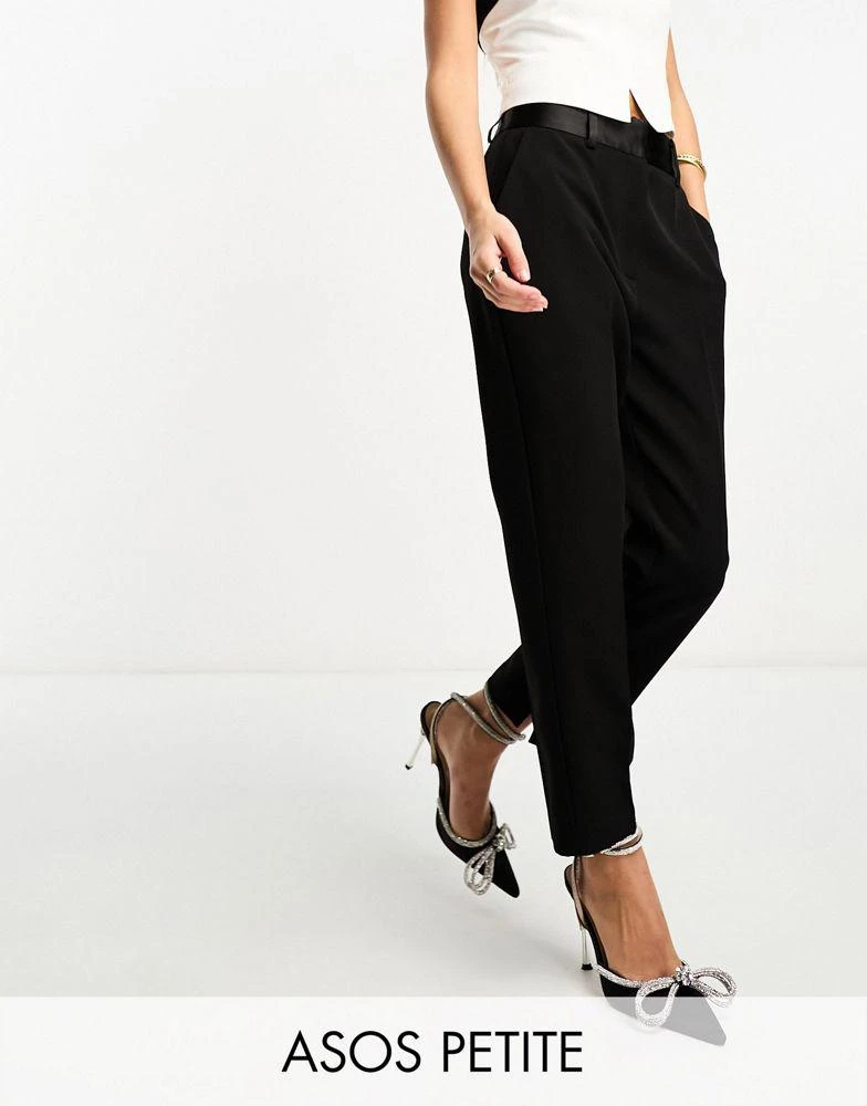 商品ASOS|ASOS DESIGN Petite tux tapered trousers in black,价格¥209,第1张图片