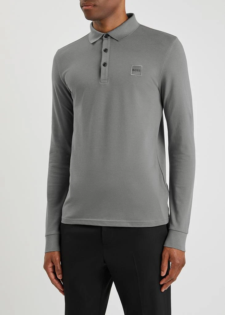 商品Hugo Boss|Passerby grey piqué stretch-cotton polo shirt,价格¥555,第2张图片详细描述