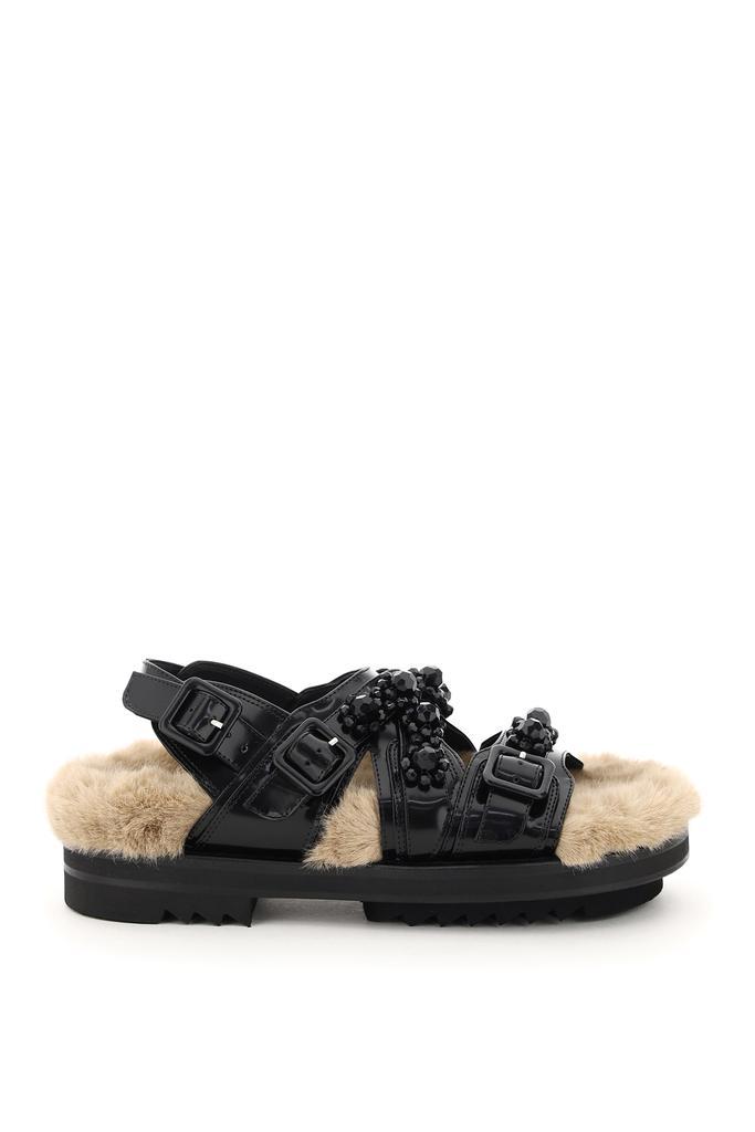 商品Simone Rocha|Simone Rocha Embellished Sandals With Faux Fur,价格¥3022,第1张图片