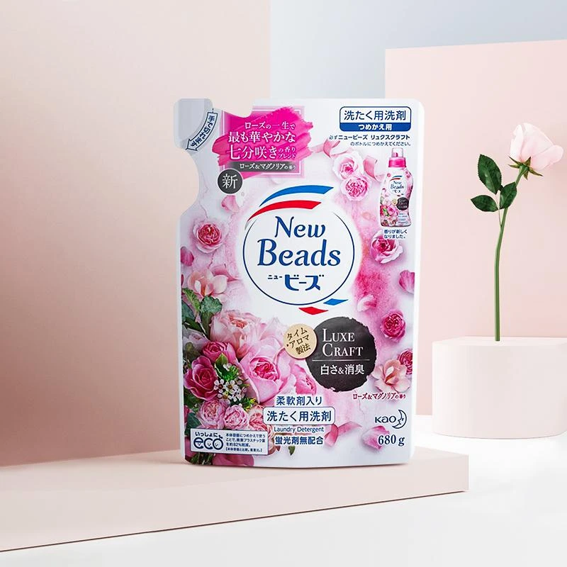 商品[国内直发] KAO|KAO花王 New Beads玫瑰花洗涤液家庭替换装 680g,价格¥31,第1张图片