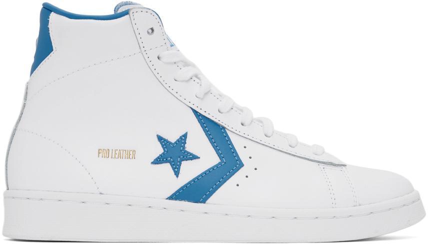 商品Converse|White & Blue Pro Leather High Sneakers,价格¥556,第1张图片