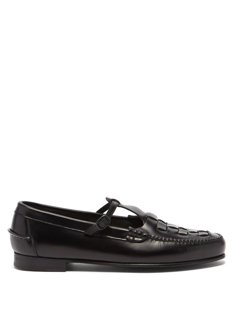 商品Hereu|Maqueda woven-leather T-strap loafers,价格¥2376,第1张图片