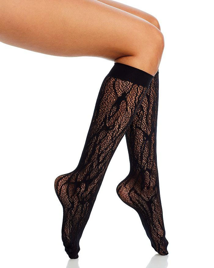 商品Wolford|Snake Pattern Lace Knee High Socks  ,价格¥303,第1张图片