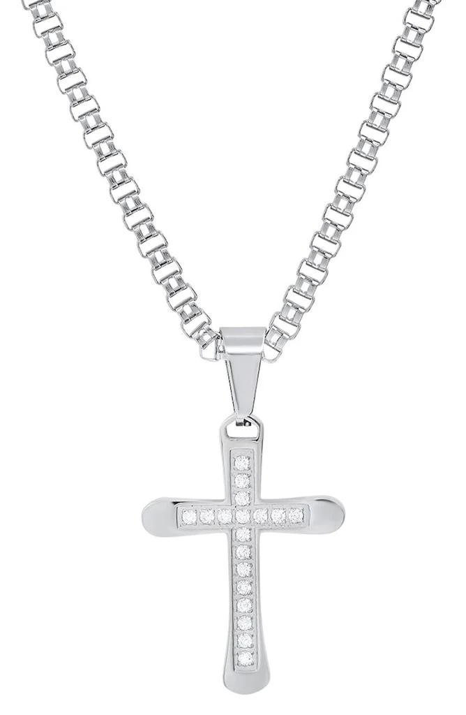 商品HMY JEWELRY|Stainless Steel Simulated Diamond Cross Necklace,价格¥227,第1张图片