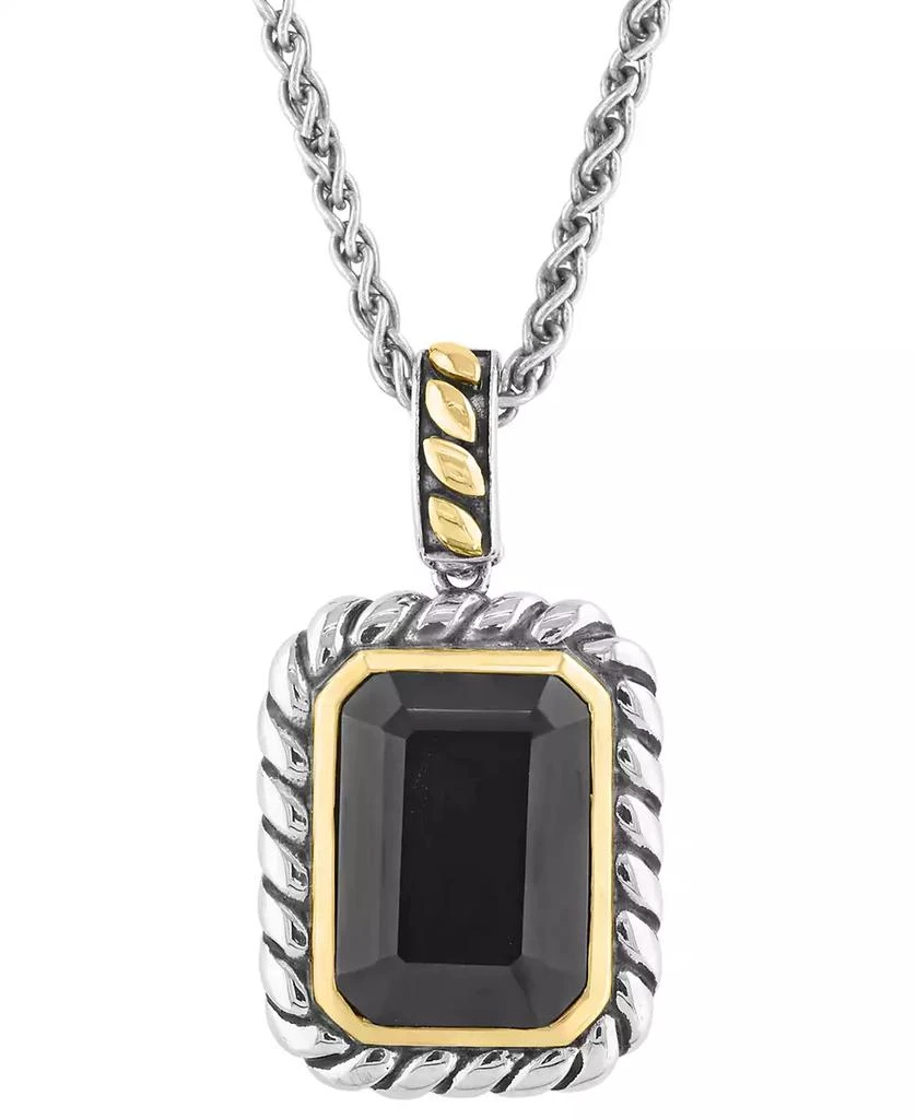 商品Effy|EFFY® Onyx Rope-Framed 18" Pendant Necklace in Sterling Silver & 14k Gold-Plate,价格¥5305,第1张图片