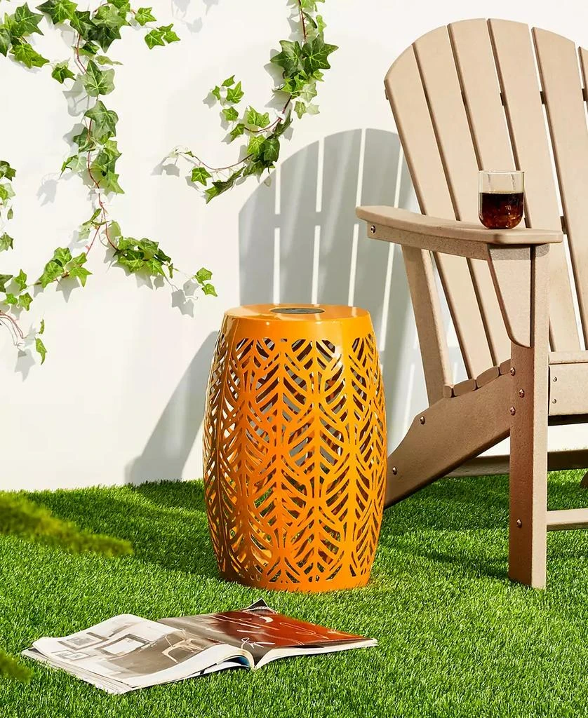 Multi-Functional Orange Iron Leaf Pattern Solar Powered Garden Stools or Planter Stand 商品