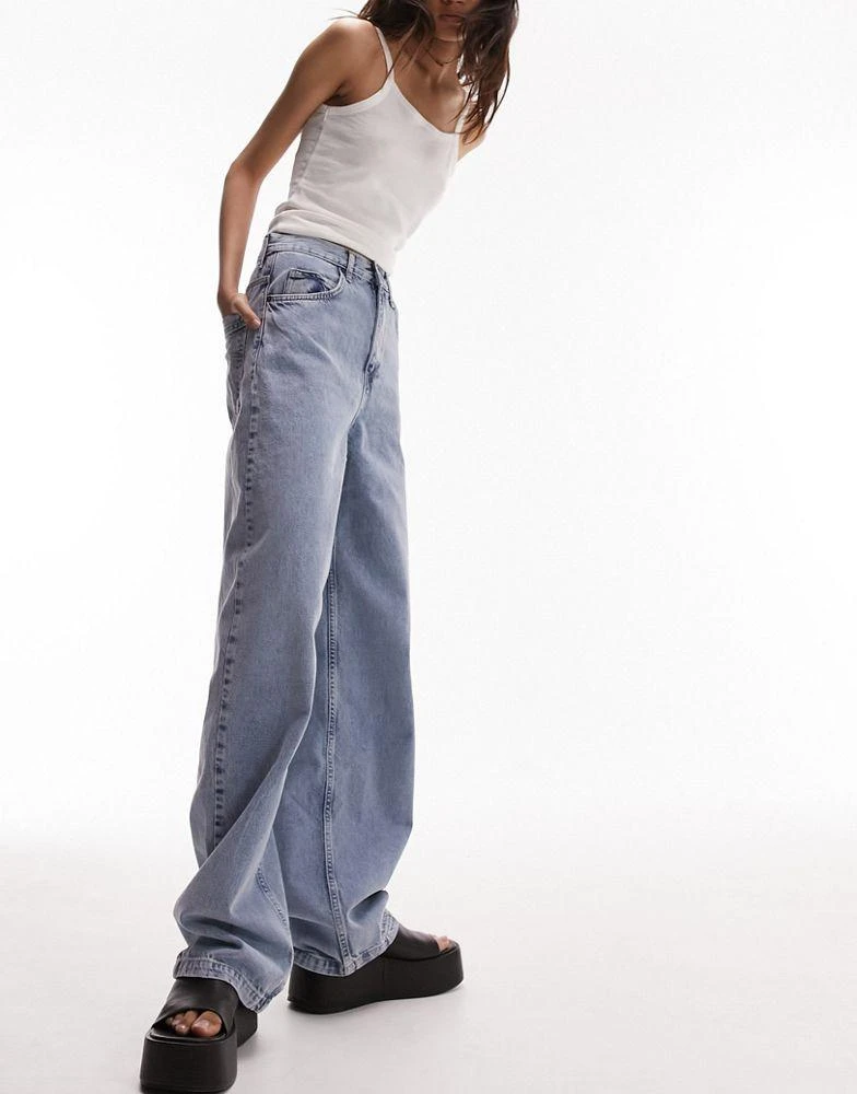 商品Topshop|Topshop high rise Baggy jeans in mid blue,价格¥256,第2张图片详细描述