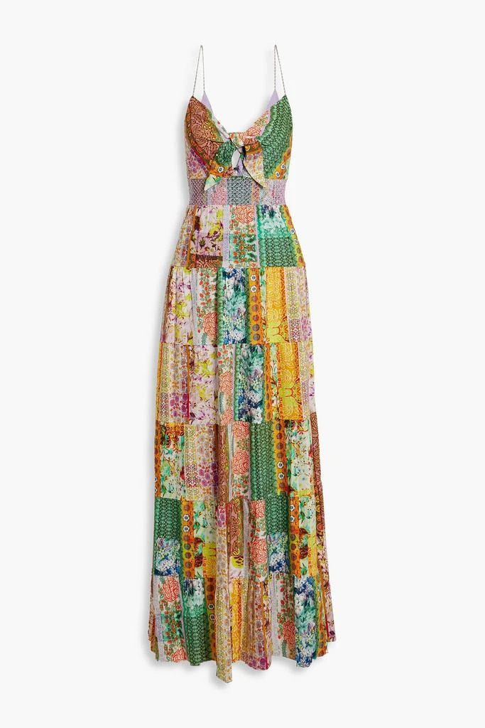 商品Alice + Olivia|Karolina patchwork-effect printed linen-blend maxi dress,价格¥1335,第1张图片