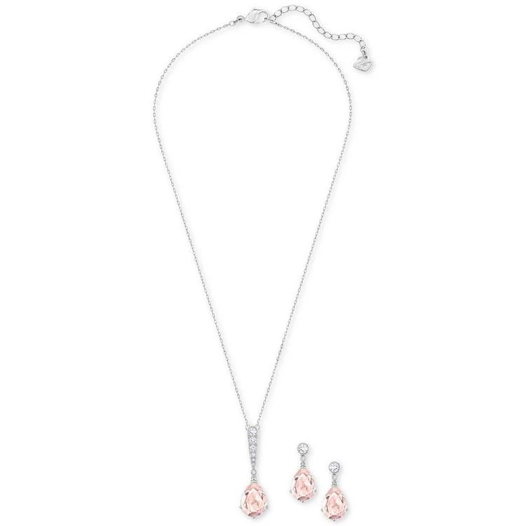 商品Swarovski|Silver-Tone Pink and Clear Crystal Pendant Necklace & Matching Drop Earrings Set,价格¥1269,第4张图片详细描述