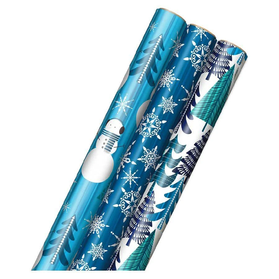 商品Hallmark|Blue Foil Christmas Wrapping Paper,价格¥112,第1张图片