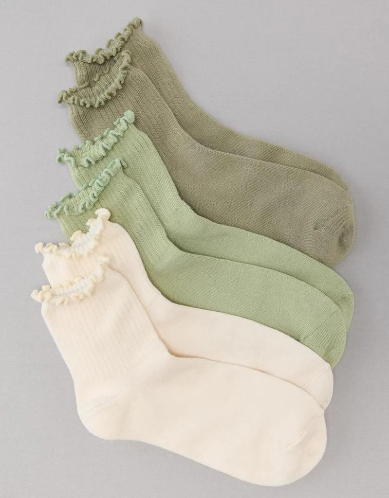 商品AE|AE Ruffle Trim Boyfriend Sock 3-Pack,价格¥98,第1张图片