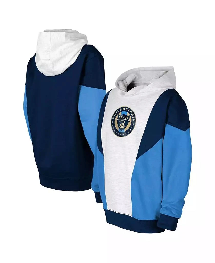 商品Outerstuff|Big Boys and Girls Ash, Navy Philadelphia Union Champion League Fleece Pullover Hoodie,价格¥374,第1张图片