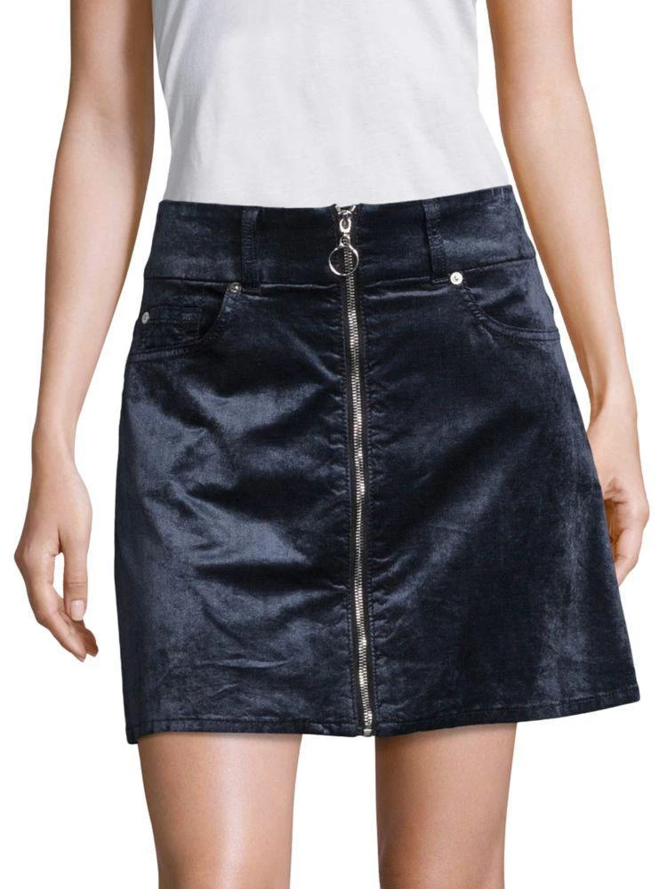 商品7 For All Mankind|前拉链天鹅绒短裙,价格¥1496,第1张图片