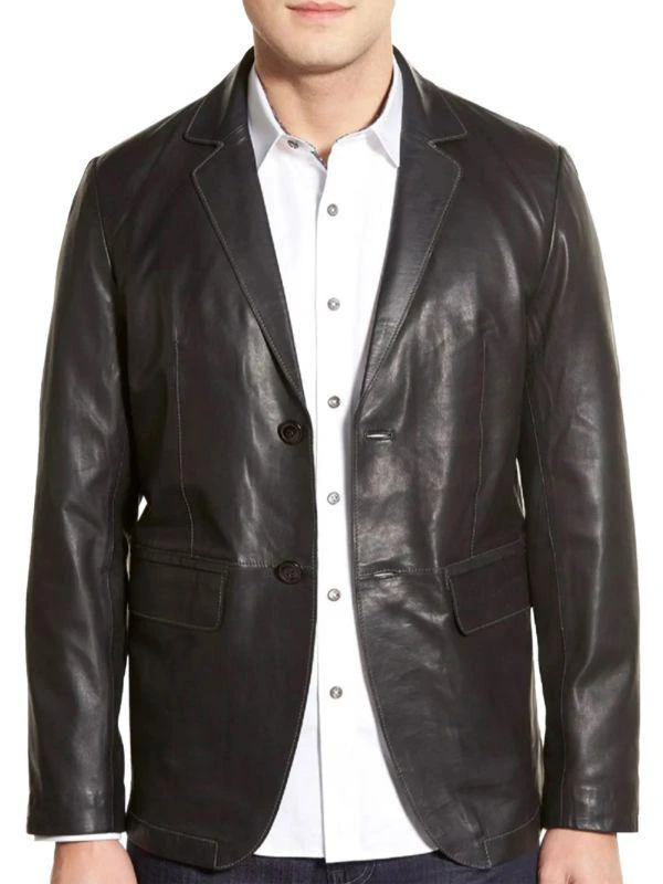 商品Missani Le Collezioni|Classic Fit Lambskin Leather Blazer,价格¥1588,第1张图片
