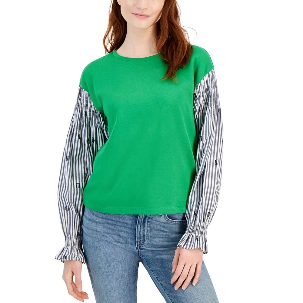 商品Tommy Hilfiger|Women's Mixed-Media Long-Sleeve Sweatshirt,价格¥174,第1张图片