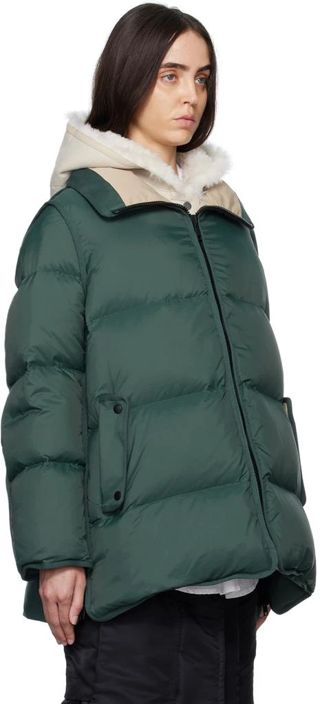 商品Yves Salomon|Green & Beige A-Line Down Jacket,价格¥4545,第2张图片详细描述
