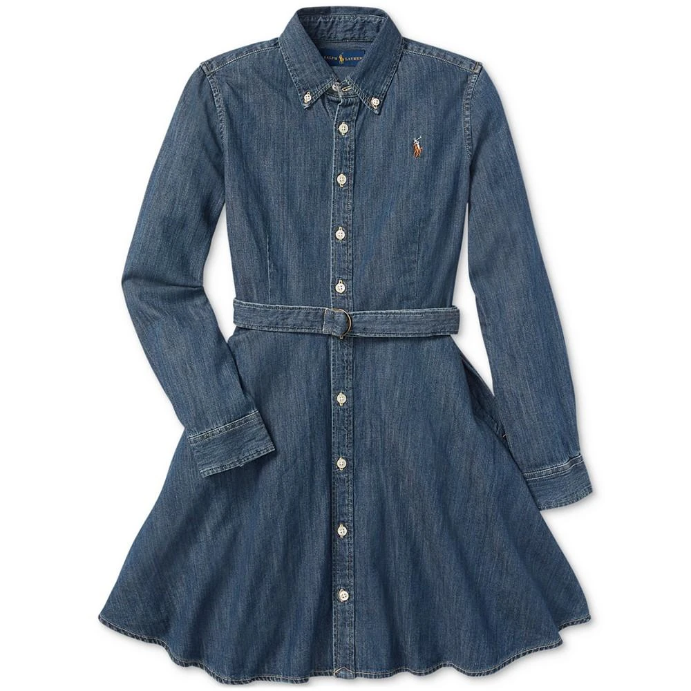 商品Ralph Lauren|Big Girls Belted Denim Cotton Shirtdress,价格¥527,第4张图片详细描述