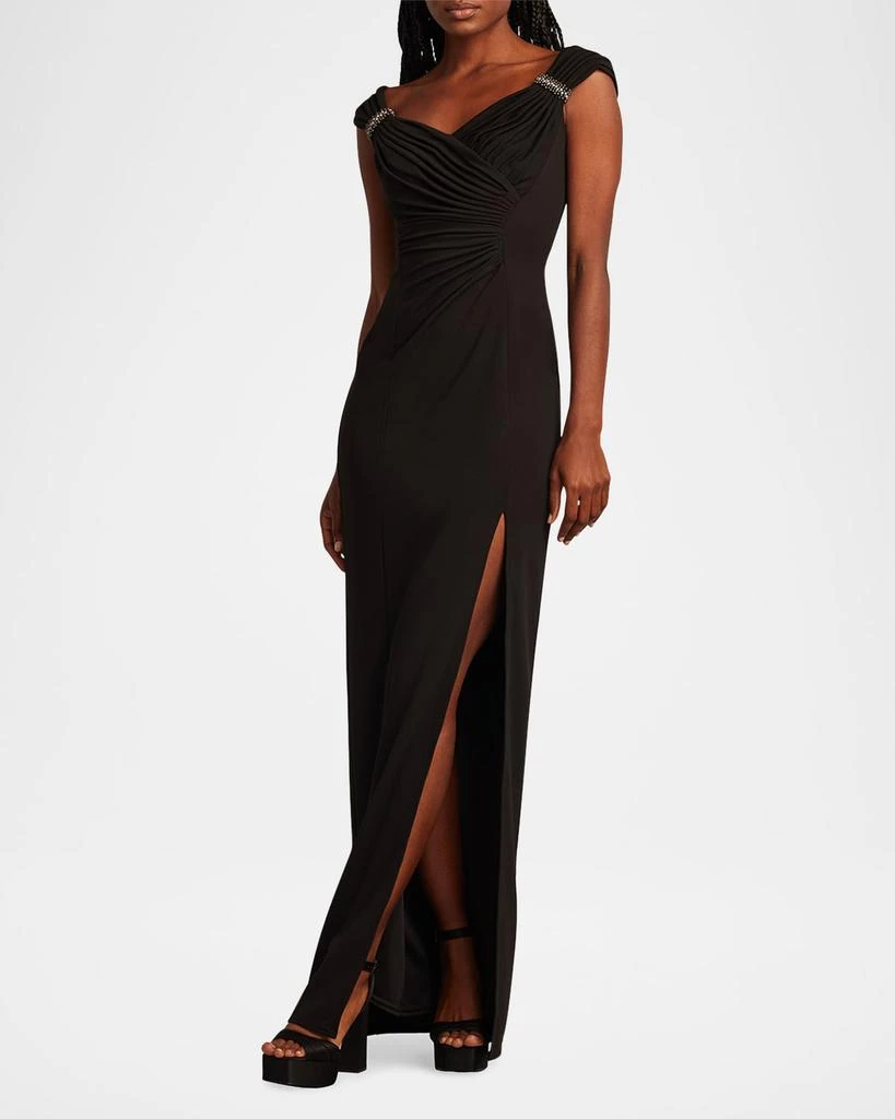 商品SHO by Tadashi Shoji|Ruched Crepe Column Gown,价格¥2796,第2张图片详细描述