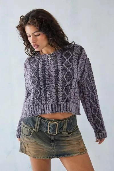 商品Urban Outfitters|UO Olive Acid Wash Cable Knit Sweater,价格¥528,第1张图片