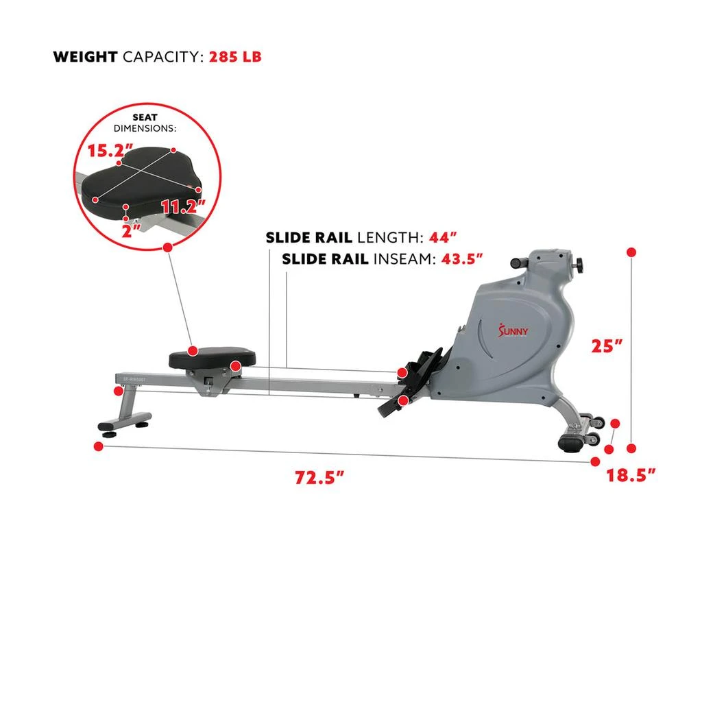 商品Sunny Health & Fitness|Space Efficient Convenient Magnetic Rowing Machine,价格¥2010,第5张图片详细描述