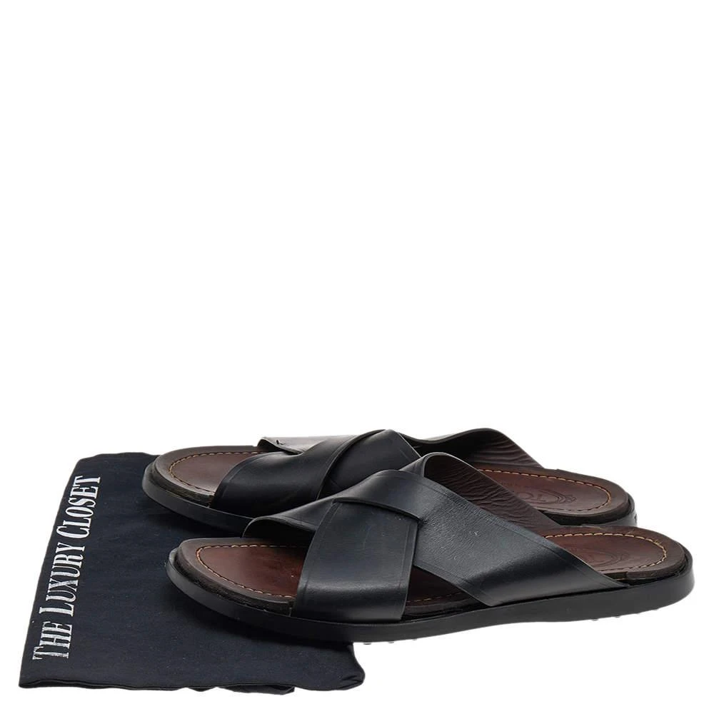 Tod's Black Leather Criss Cross Flat Slides Size 43 商品