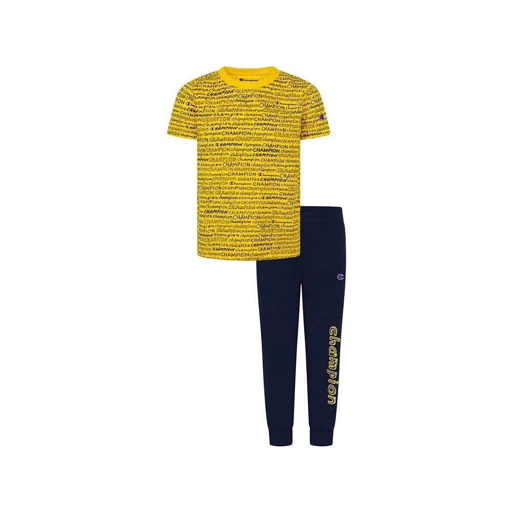 商品CHAMPION|Little Boys Signature T-shirt and Joggers, 2 Piece Set,价格¥81,第1张图片