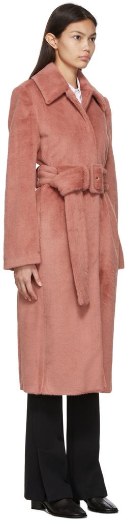 Pink Belted Faux Fur Coat商品第2张图片规格展示