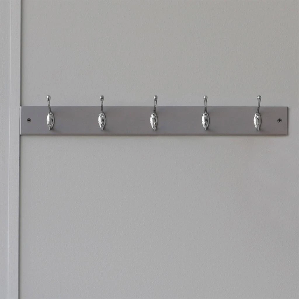 商品Home Basics|Home Basics 5 Double Hook Wall Mounted Hanging Rack, Grey,价格¥150,第3张图片详细描述