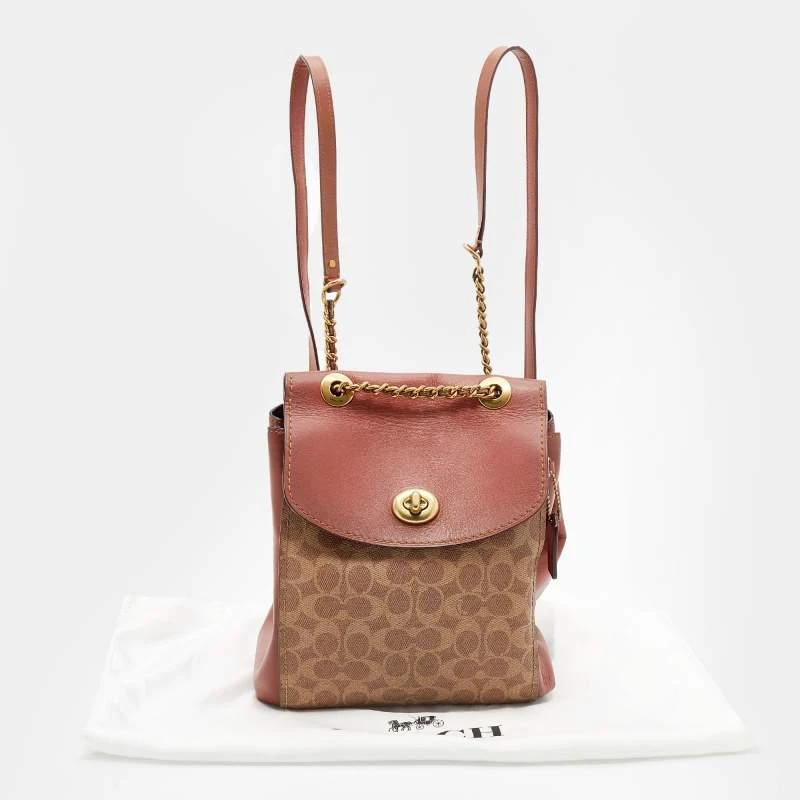 Coach Beige/Brown Signature Coated Canvas and Leather Parker Backpack  商品